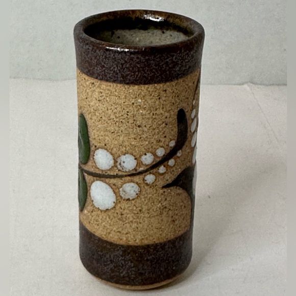 Miniature Hand Painted Tanala Pottery Bud Vase Made in Mexico Toothpick Holder - Picture 2 of 5